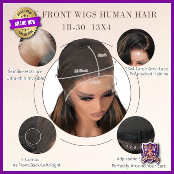 13x4 Full Frontal Lace Wig Human Hair 200% Density 20 Inch Body Wave